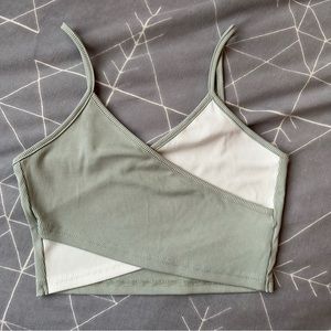 SHEIN Sage Green/White Twisted Tank Top Crop Top Size S